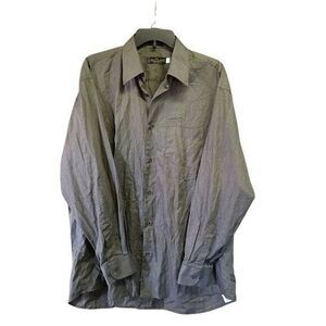 UOMO Couture Vito Rufolo Mens Sz L Gray Solid Long Sleeve Button Up Dress Shirt